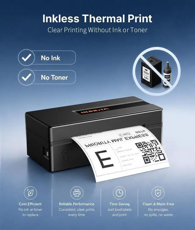 Alt view image 4 of 7 - Bluetooth Thermal Shipping Label Printer: 4x6 Wireless Label Maker for Small Business - Compatible with Windows, Mac, iPhone& Android