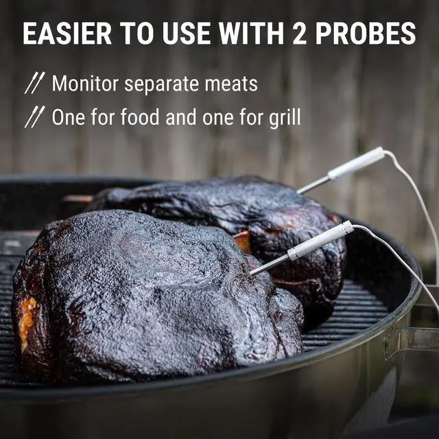 Alt view image 4 of 7 - TempSync 650 ft Bluetooth Meat Thermometer with 2 Probes for Grill