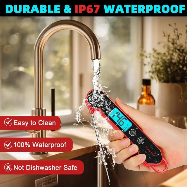 Alt view image 4 of 7 - Professional Digital Meat Thermometer Instant Read Waterproof Folding Probe Food Thermometer with Backlight & Calibration, Fast Read for BBQ, Grill, Deep Fry, Cooking, Liquids, Gift for Chef