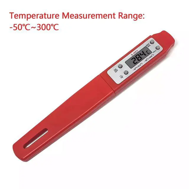 Alt view image 5 of 7 - Meat Thermometer - Digital Food Thermometer for Cooking Kitchen - Automatic Calibration Pen Style Electronic Pocket Thermometer for Water Temperature, Barbecue (Red)