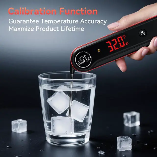 Alt view image 4 of 7 - 0.3s Instant Read Meat Thermometer, IP67 Waterproof (Red)