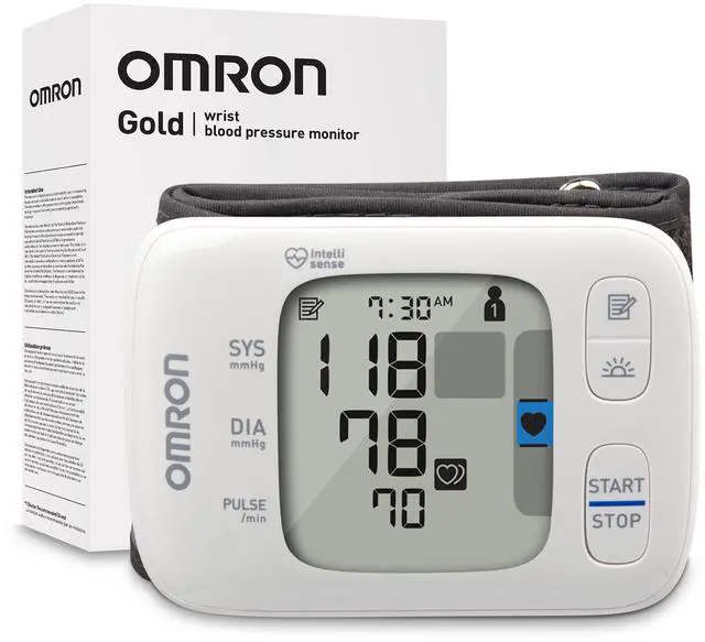 Main image of Gold Wireless Wrist Blood Pressure Monitor for Home Use