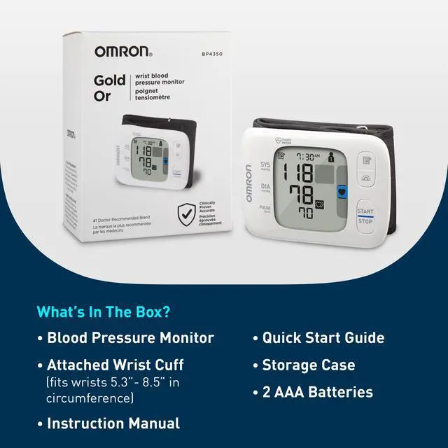 Alt view image 6 of 7 - Gold Wireless Wrist Blood Pressure Monitor for Home Use
