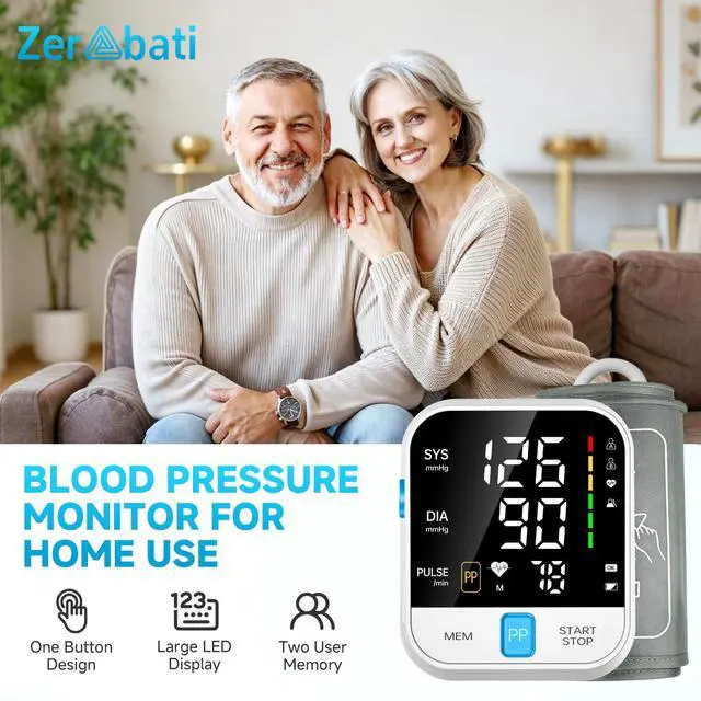 Alt view image 3 of 7 - Blood Pressure Monitor Home Use, Automatic Upper Arm Blood Pressure W/Large Cuff, 2 Users 240 Sets Memory&HR Detection,LED Display, FSA&HSA Eligible BP Machine, One-Tap Operation, Type-C Rechargeable