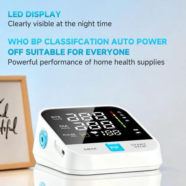 Alt view image 6 of 7 - Blood Pressure Monitor Home Use, Automatic Upper Arm Blood Pressure W/Large Cuff, 2 Users 240 Sets Memory&HR Detection,LED Display, FSA&HSA Eligible BP Machine, One-Tap Operation, Type-C Rechargeable