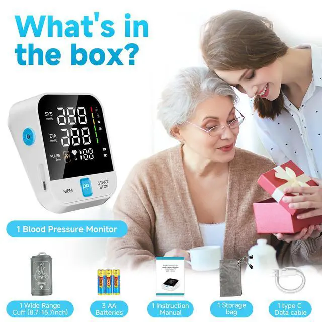 Alt view image 5 of 7 - Blood Pressure Monitor Home Use, Automatic Upper Arm Blood Pressure W/Large Cuff, 2 Users 240 Sets Memory&HR Detection,LED Display, FSA&HSA Eligible BP Machine, One-Tap Operation, Type-C Rechargeable