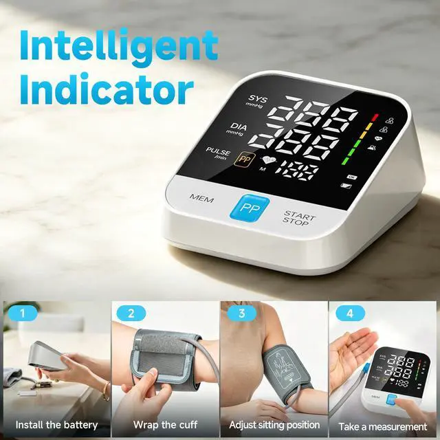 Alt view image 7 of 7 - Blood Pressure Monitor Home Use, Automatic Upper Arm Blood Pressure W/Large Cuff, 2 Users 240 Sets Memory&HR Detection,LED Display, FSA&HSA Eligible BP Machine, One-Tap Operation, Type-C Rechargeable