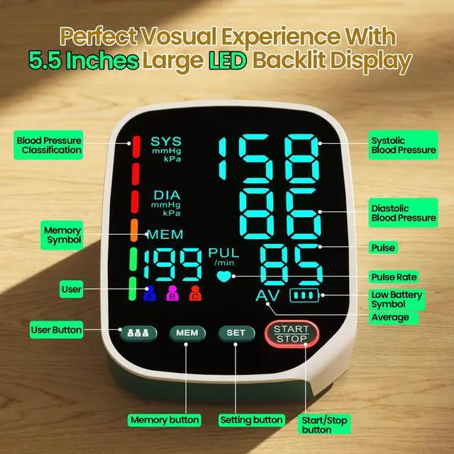 Alt view image 6 of 7 - Accurate Upper Arm Blood Pressure Monitor, Dual Cuffs, 3 Users X199 Memory