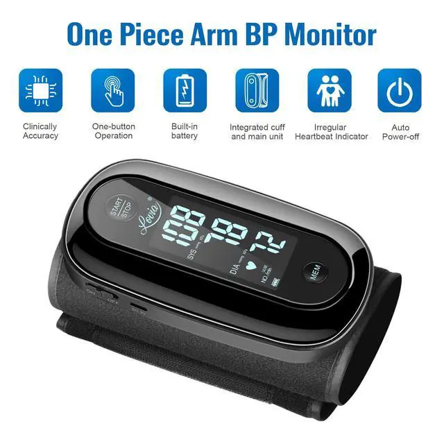 Alt view image 2 of 7 - Blood Pressure Monitor Upper Arm with One Piece Design, Digital BP Machine for Home Use with Cuff Size 9-14 Inch, Portable Meter, Built-in Battery