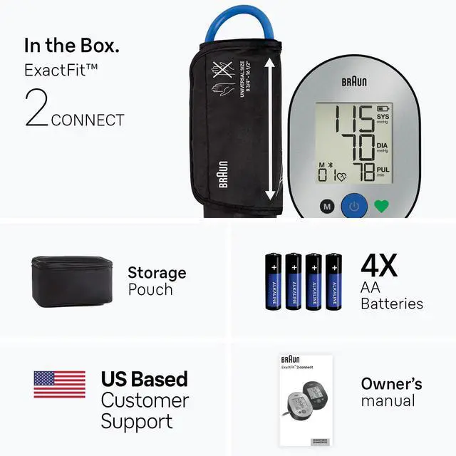 Alt view image 5 of 6 - ExactFit 2 Connect Upper Arm Blood Pressure Monitor with Bluetooth