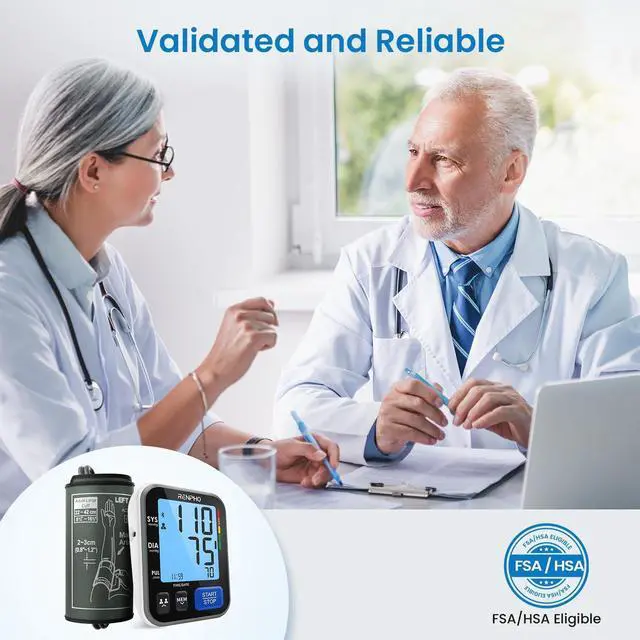 Alt view image 7 of 7 - Smart Blood Pressure Monitor, Wide Cuff, Data Storage, Bluetooth