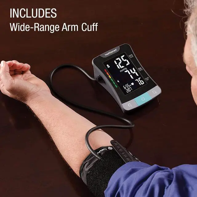 Alt view image 3 of 7 - Digital Premium Blood Pressure Monitor with Automatic Upper Arm Cuff that Displays Blood Pressure, Pulse Rate and Irregular Heartbeat, Stores up to 120 Readings for 2 Users