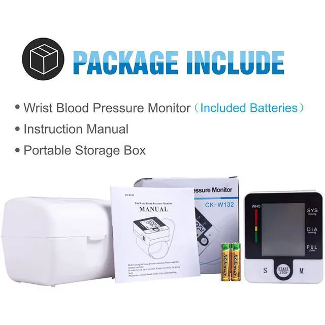 Alt view image 6 of 7 - Wrist Blood Pressure Monitor for Home Use, Automatic Talking Wrist Blood Pressure Cuff, Adjustable BP Cuff for Adult Digital Large LCD Display with Battery and Carrying Case
