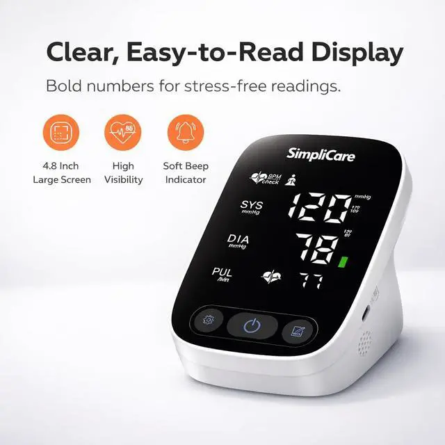 Alt view image 4 of 7 - Blood Pressure Monitor for Home Use, FDA 510(k) Cleared Class II Blood Pressure Monitor, Blood Pressure Machine with Blood Pressure Cuff XL 9-17in, Large 5.2" LED Display, 2-User (AES-U382)