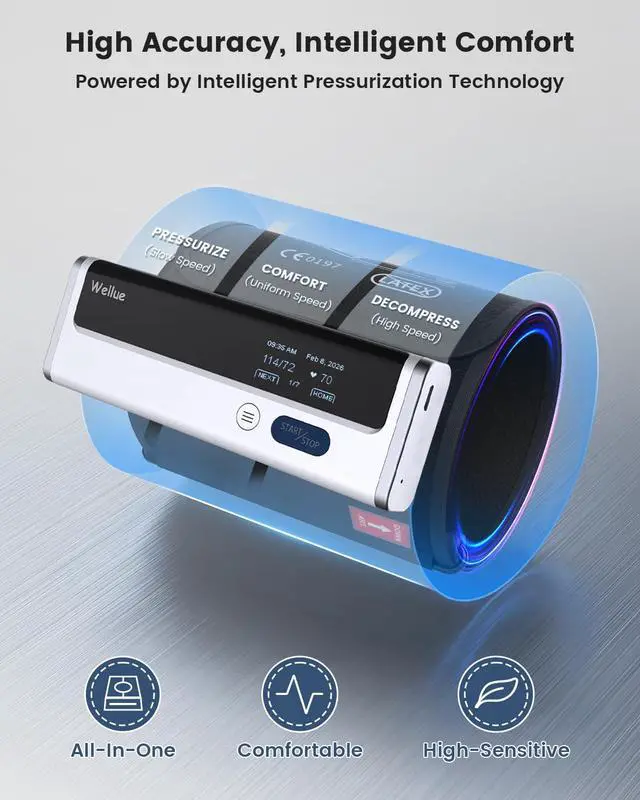 Alt view image 2 of 7 - BP2A Smart Blood Pressure Monitor - Wireless Uppr Arm Cuff Bluetooth BP Machine with One Piece Design, Stores Historical Data and Connects Easily to The APP for iOS & Android