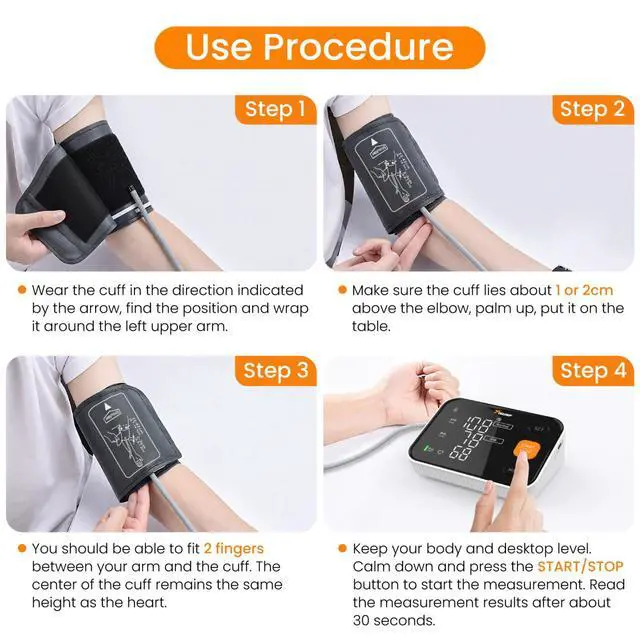 Alt view image 7 of 7 - Arm Blood Pressure Monitor, Automatic Digital Blood Pressure Machine for Home Use with Dual User Memory, Adjustable BP Cuff, Unlimited Free Measurement