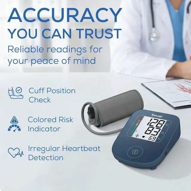Alt view image 2 of 7 - BM25 Upper Arm Blood Pressure Monitor for Home Use, Fully Automatic, Arrhythmia Detection, Cuff Fit Control, Color Risk Indicator, App Tracking, Battery or USB-C Power