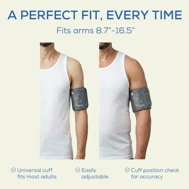 Alt view image 6 of 7 - BM25 Upper Arm Blood Pressure Monitor for Home Use, Fully Automatic, Arrhythmia Detection, Cuff Fit Control, Color Risk Indicator, App Tracking, Battery or USB-C Power