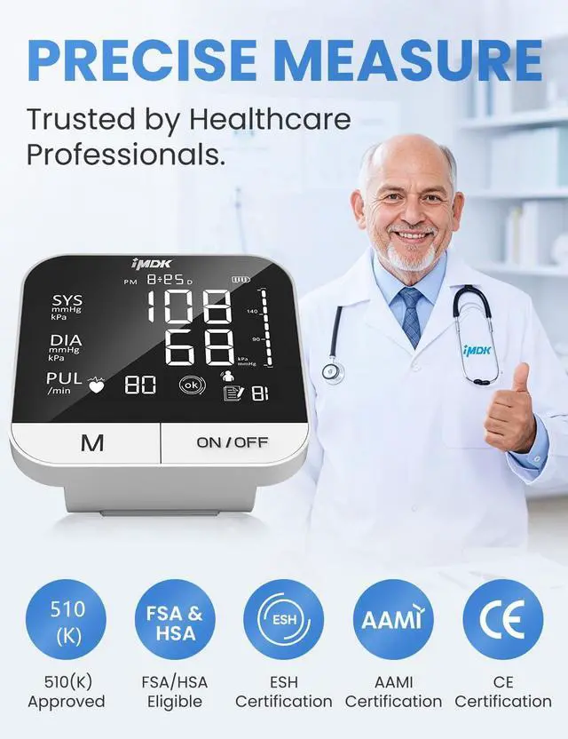 Alt view image 2 of 7 - IMDK Blood Pressure Monitors - Arm Blood Pressure Monitors for Home Use, Accuracy of ±3 mmHg, Cuff '8.7-16.5' inch Adjustable, Hypertension Management APP for iOS & Android