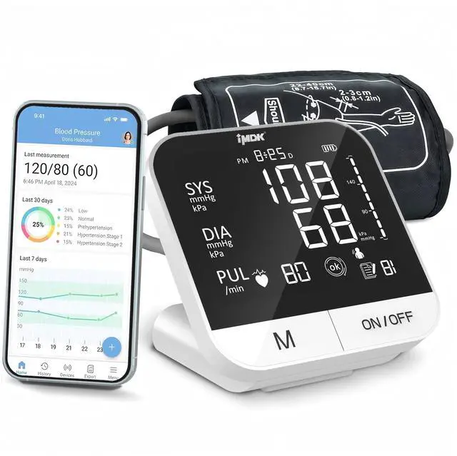 Main image of IMDK Blood Pressure Monitors - Arm Blood Pressure Monitors for Home Use, Accuracy of ±3 mmHg, Cuff '8.7-16.5' inch Adjustable, Hypertension Management APP for iOS & Android