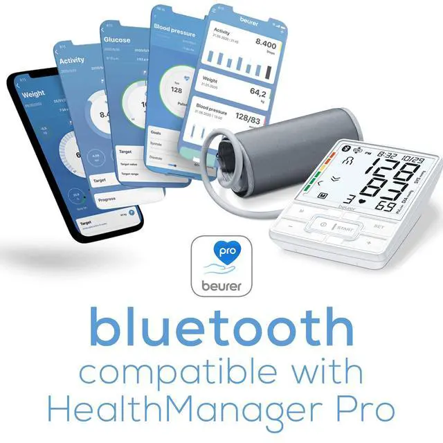 Alt view image 2 of 7 - BM69W Upper Arm Blood Pressure Monitor with Bluetooth, Cuff Position Indicator, and Inflation Tech for Comfortable Readings, Portable Storage Case Included, 200 Memory Sets
