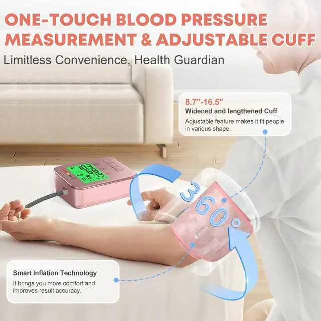 Alt view image 3 of 7 - Blood Pressure Monitor,Pink Blood Pressure Machine Bp Cuff