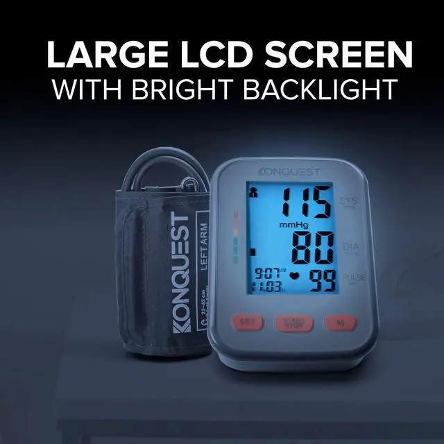 Alt view image 2 of 7 - KBP-2704A Automatic Upper Arm Digital Blood Pressure Monitor - Large Backlit Display - Irregular Heartbeat Detector - Blood Pressure Monitor for Home Use - Digital BP Cuff Tensiometro