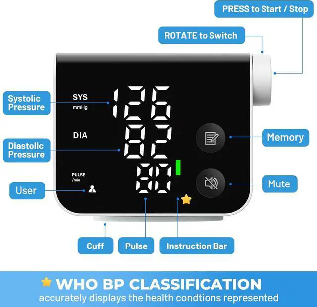 Alt view image 2 of 7 - Wrist Blood Pressure Monitor with 240 Memory LED Display with Storage Bag