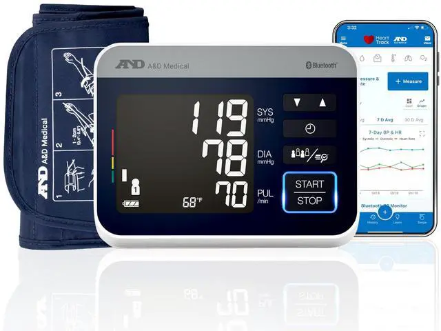 Main image of UA-910BLE Bluetooth Blood Pressure Monitor, 4 Users, Wide Cuff