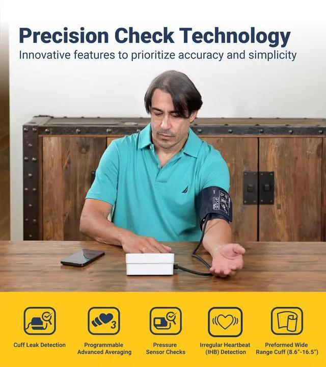 Alt view image 2 of 7 - UA-910BLE Bluetooth Blood Pressure Monitor, 4 Users, Wide Cuff