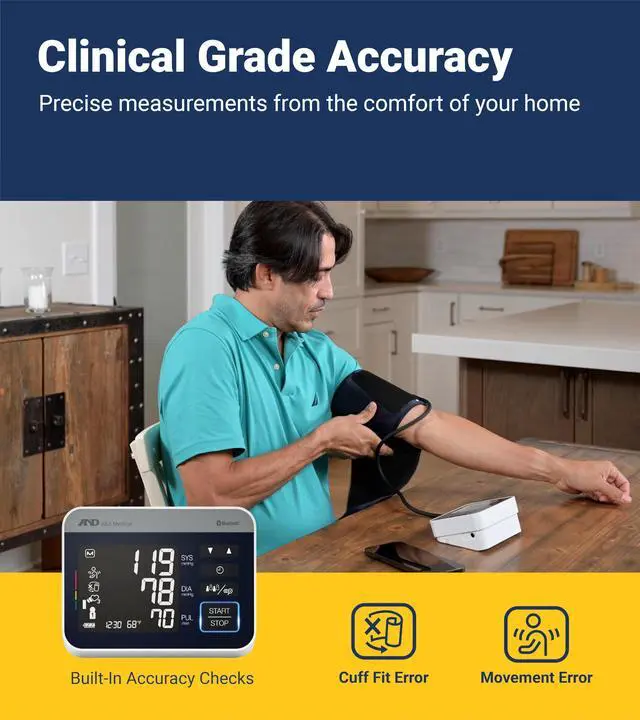 Alt view image 4 of 7 - UA-910BLE Bluetooth Blood Pressure Monitor, 4 Users, Wide Cuff