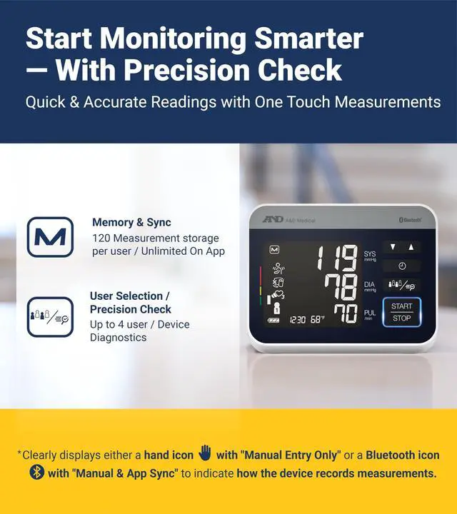 Alt view image 5 of 7 - UA-910BLE Bluetooth Blood Pressure Monitor, 4 Users, Wide Cuff