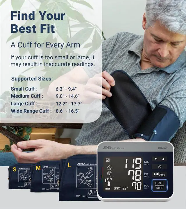 Alt view image 7 of 7 - UA-910BLE Bluetooth Blood Pressure Monitor, 4 Users, Wide Cuff