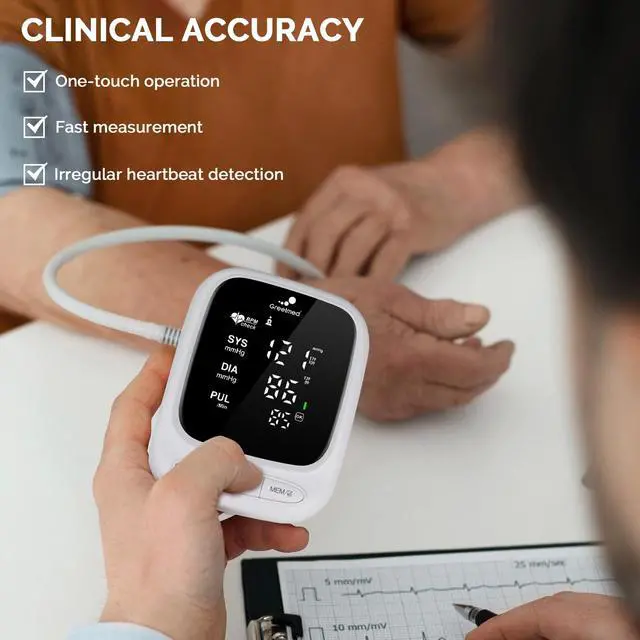 Alt view image 2 of 6 - Blood Pressure Monitor Upper Arm Automatic Talking Blood Pressure Cuff, Rechargeable Blood Pressure Machine for Home Use Digital Led Display, Adjustable 8.7"-16.5" Large BP Cuff Dual User Model