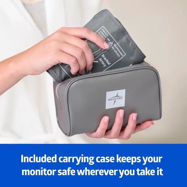 Alt view image 3 of 6 - Plus Elite Automatic Digital Blood Pressure Monitor with Adult and Large Adult Cuffs, Digital LCD Display, Stores Up To 90 Readings, Carrying Case and Batteries Included