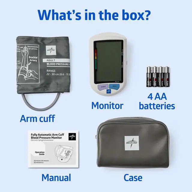Alt view image 6 of 6 - Plus Elite Automatic Digital Blood Pressure Monitor with Adult and Large Adult Cuffs, Digital LCD Display, Stores Up To 90 Readings, Carrying Case and Batteries Included