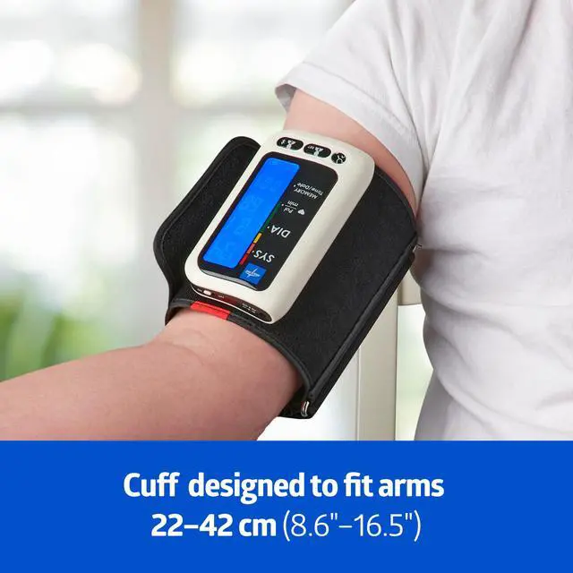Alt view image 5 of 6 - Bluetooth Blood Pressure Monitor, Attached Universal Upper Arm Cuff, Digital LCD Display, Medline Health App Integration, Store Up to 120 Readings, Charger Cable and Carrying Case Included