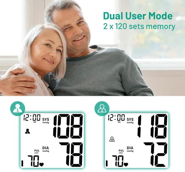 Alt view image 4 of 7 - Blood Pressure Monitor Rechargeable Monitors for Home Use Large LCD Display Adjustable Wrist Cuff 4.92-8.46 Inch Machine 240 Sets Memories with Carrying Case