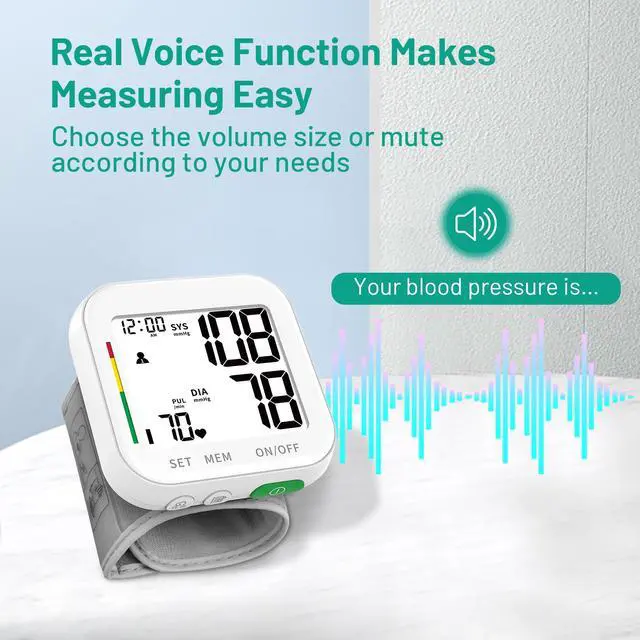 Alt view image 5 of 7 - Blood Pressure Monitor Rechargeable Monitors for Home Use Large LCD Display Adjustable Wrist Cuff 4.92-8.46 Inch Machine 240 Sets Memories with Carrying Case