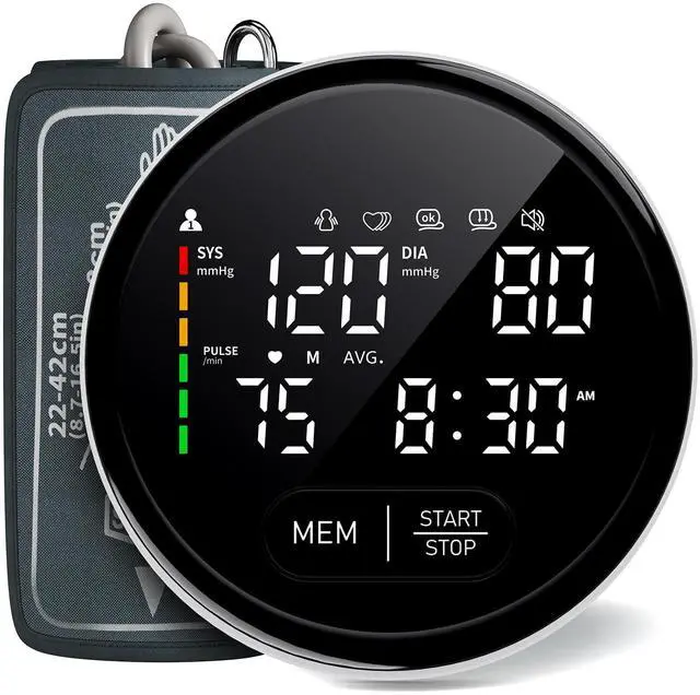 Main image of Blood Pressure Monitor Upper Arm Automatic Monitors for Home Use Adjustable 8.7"-16.5" Cuff Voice Broadcast Large Backlit Display 240 Sets Memory with Storage Bag