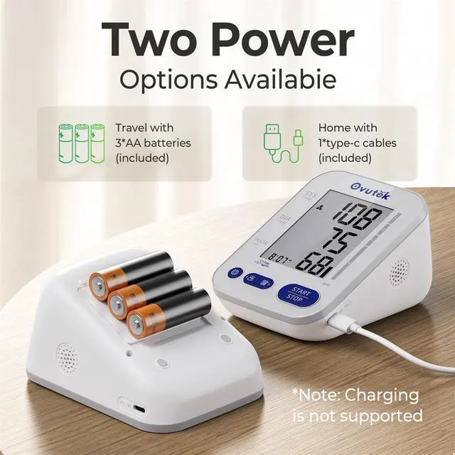 Alt view image 7 of 7 - Blood Pressure Monitors for Home Use: Large BP Cuff with 240 Memories for 2 Users, Upper Arm Blood Pressure Machine, Accurate BP Monitor with Batteries Type-C Cable