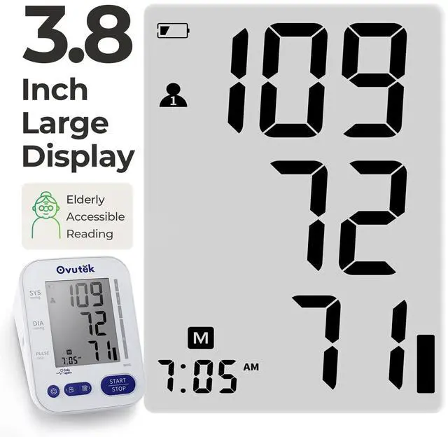Alt view image 6 of 7 - Blood Pressure Monitors for Home Use: Large BP Cuff with 240 Memories for 2 Users, Upper Arm Blood Pressure Machine, Accurate BP Monitor with Batteries Type-C Cable