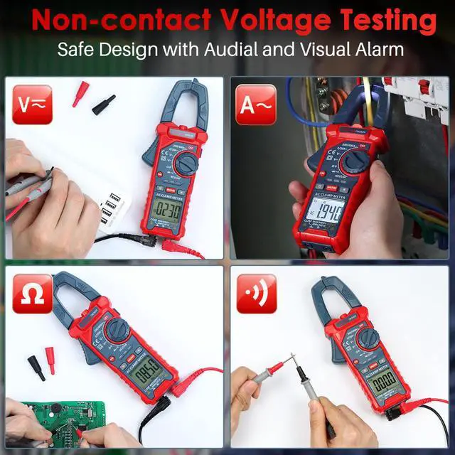 Alt view image 5 of 7 - Digital Clamp Meter Multimeter 2000 Counts Amp Voltage Tester Auto-ranging with AC/DC Voltage, AC Current, Resistance, Capacitance, Continuity, Live Wire Test, NCV, Blue
