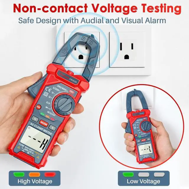 Alt view image 3 of 7 - Digital Clamp Meter Multimeter 2000 Counts Amp Voltage Tester Auto-ranging with AC/DC Voltage, AC Current, Resistance, Capacitance, Continuity, Live Wire Test, NCV, Blue