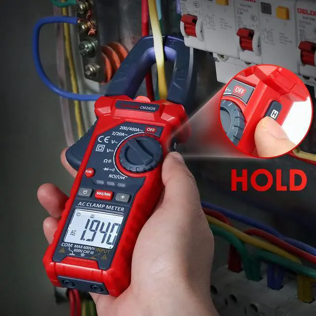 Alt view image 6 of 7 - Digital Clamp Meter Multimeter 2000 Counts Amp Voltage Tester Auto-ranging with AC/DC Voltage, AC Current, Resistance, Capacitance, Continuity, Live Wire Test, NCV, Blue