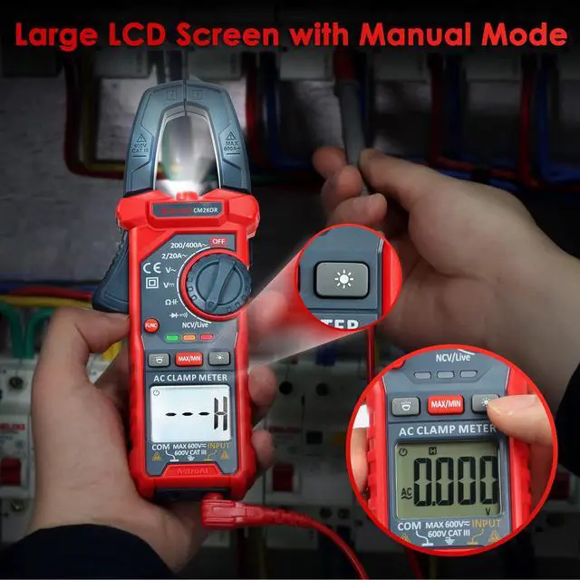 Alt view image 4 of 7 - Digital Clamp Meter Multimeter 2000 Counts Amp Voltage Tester Auto-ranging with AC/DC Voltage, AC Current, Resistance, Capacitance, Continuity, Live Wire Test, NCV, Blue