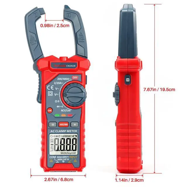 Alt view image 7 of 7 - Digital Clamp Meter Multimeter 2000 Counts Amp Voltage Tester Auto-ranging with AC/DC Voltage, AC Current, Resistance, Capacitance, Continuity, Live Wire Test, NCV, Blue
