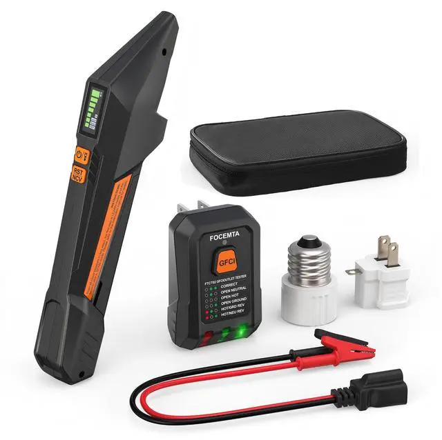Main image of Circuit Breaker Finder and GFCI Outlet Tester - Digital Receiver with Color Screen & NCV Detection for Home Electrical Safety Including Carrying Case and Adapters 90-135V AC Circuits - FTCT02