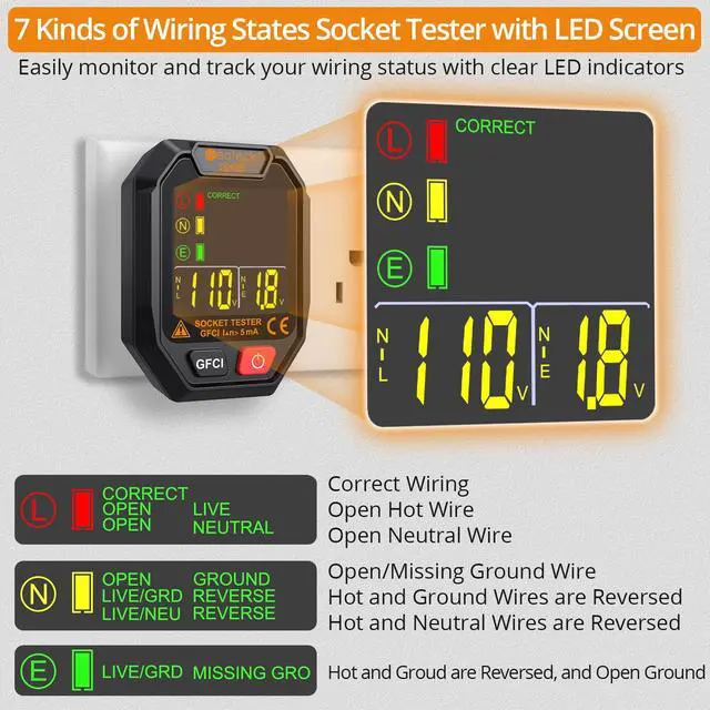 Alt view image 4 of 7 - 12V-1000V/48V-1000V Voltage Detector Pen and Receptacle Tester