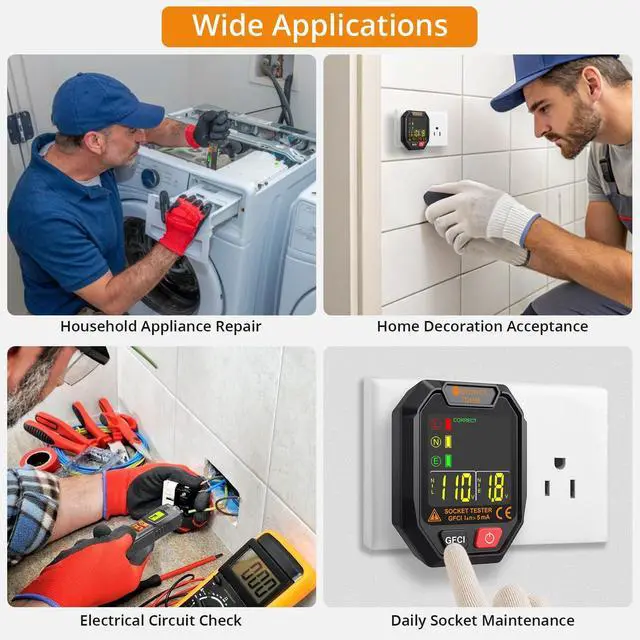 Alt view image 5 of 7 - 12V-1000V/48V-1000V Voltage Detector Pen and Receptacle Tester